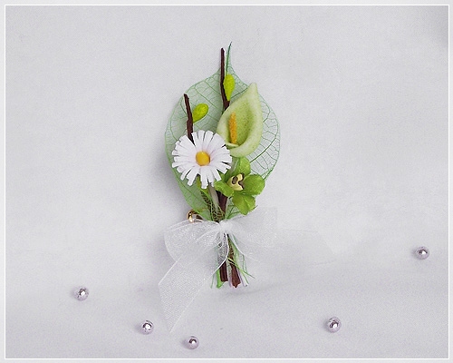 Boutonnière de mariage artisanale BM45