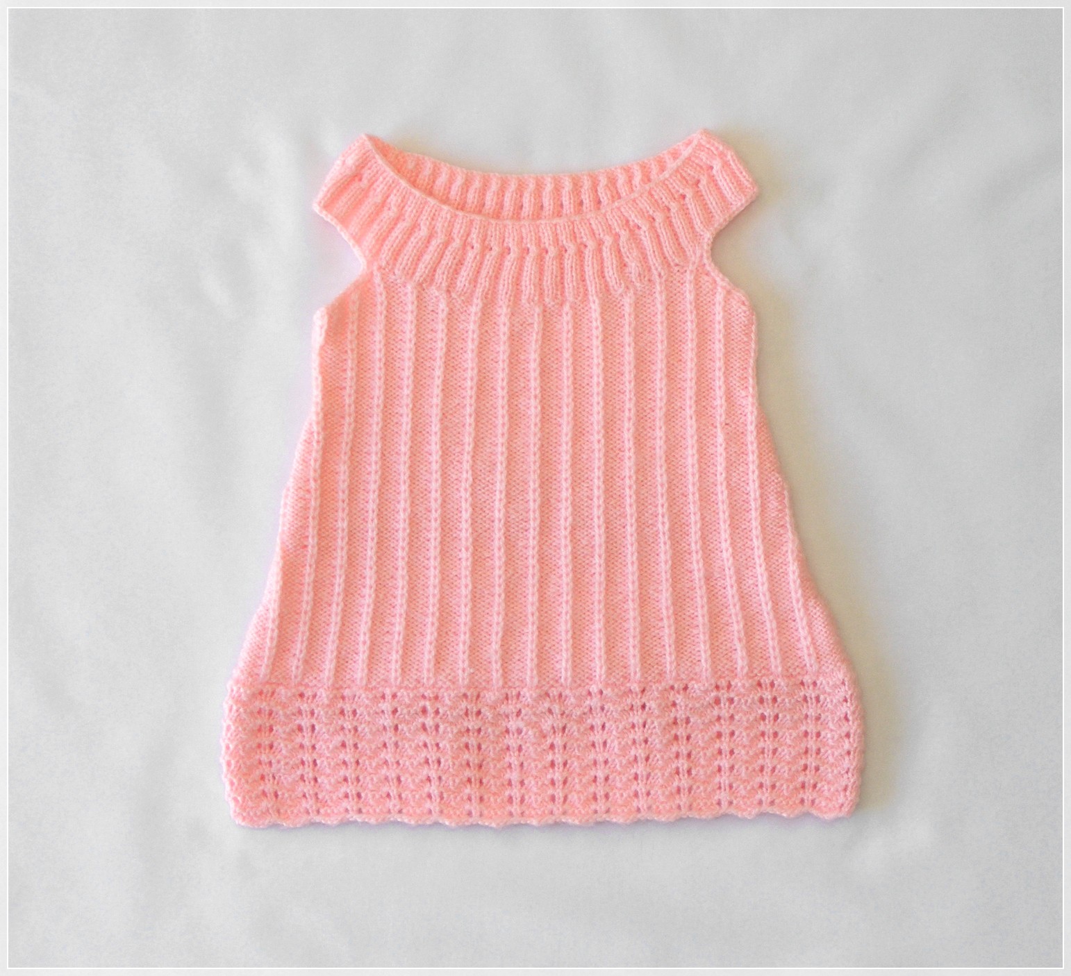 TRICOTER UNE ROBE SANS MANCHE BEBE 6/9mois... laines passion